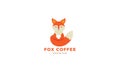 Fox  cute  cartoon with milk flat logo icon vector illustration Royalty Free Stock Photo