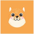 Fox Cute portrait square smiley head cartoon avatar round shape animal face, isolated mascot vector icon illustration Royalty Free Stock Photo