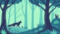 A fox in a dark, atmospheric forest with a full moon, vector design Generative AI Royalty Free Stock Photo
