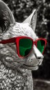 fox in dark stainless steel glasses