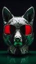 fox in dark stainless steel glasses