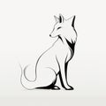 Abstract Black And White Fox Illustration: Clean Lines And Minimalist Purity Royalty Free Stock Photo