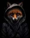 an anthropomorphic fox depicted on a black background Royalty Free Stock Photo