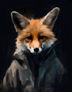 an anthropomorphic fox depicted on a black background Royalty Free Stock Photo