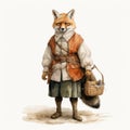 Traditional Bavarian Fox Illustration With Potato Sack Royalty Free Stock Photo