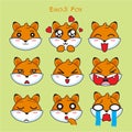 Fox emoji, vixen smile icons set Royalty Free Stock Photo