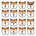 Fox emotional emoji square flat faces icon