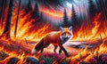 Fox Escaping Forest Fire Royalty Free Stock Photo