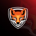 Fox esport gaming logo template Royalty Free Stock Photo