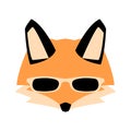 Fox face in glasses vector illustration flat style front Royalty Free Stock Photo