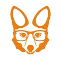 Fox face in glasses vector illustration flat style front Royalty Free Stock Photo