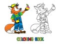 Fox farmer ABC coloring book. Alphabet F Royalty Free Stock Photo