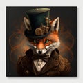 Fox gentleman in a beautiful hat.Steampunk style