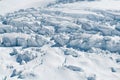 Fox glacier snow close up view from helicopter