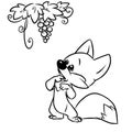 Fox Grapes Fables cartoon coloring page Royalty Free Stock Photo