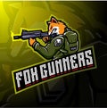 Fox gunners esport logo design Royalty Free Stock Photo