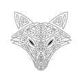 Fox head, Celtic style, T-shirt typography design, wild animal graphic print. Vector illustration