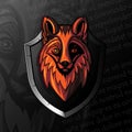 Fox Head logo on knightly Shield. Royalty Free Stock Photo