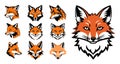 Fox head mascot collection, fox icon set Royalty Free Stock Photo