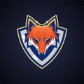 Fox Head with Shield Mascot Logo Vector Illustration Design Royalty Free Stock Photo