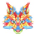 FOX head tattoo. psychedelic Royalty Free Stock Photo