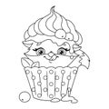 Fox hiding in cupcake Coloring Page