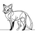 The fox in the illustration is depicted in black and white, standing on two legs, with its front paws neatly folded.