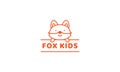 Fox kids line with banner cute cartoon logo vector  illustration Royalty Free Stock Photo