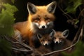 Fox and Kits Royalty Free Stock Photo