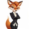 Fox leader female cartoon portrait AI generated illustration