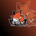 Fox logo mascot design vector with modern and emblem style. fox head illustration for sport team and printing t-shirt Royalty Free Stock Photo