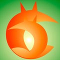 fox logo, orange, green