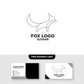 Fox outline line art monoline logo vector icon - Vector, Free Business Card Mockup Royalty Free Stock Photo