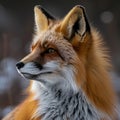 Fox with a long, fluffy tail and a white face Royalty Free Stock Photo