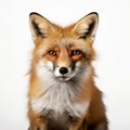 Photographically Detailed Portrait Of A Fox On A White Background