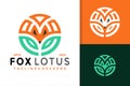Fox Lotus Flower Logo Design, brand identity logos vector, modern logo, Logo Designs Vector Illustration Template Royalty Free Stock Photo