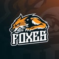 Fox mascot logo design vector with modern illustration concept style for badge, emblem and t shirt printing. Angry fox Royalty Free Stock Photo