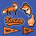 Fox mascot set collection in sport style Royalty Free Stock Photo