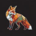 Fox a modern, digital appearance, emphasizing angularity and Royalty Free Stock Photo