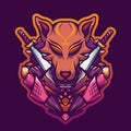 Fox monster warrior vector esport logo design