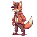 Fox in outdoor clothes - Funny anthropomorphic animal world