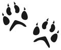 Fox paw pair. Black animal foot mark