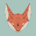 Fox polygonal face. Vector geometric fox head. Royalty Free Stock Photo