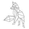 Fox poses standing. Geometric linear wild animal. Abstract minimalistic illustration. Stylish modern clipart for design