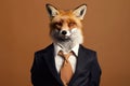 fox posing in business suit red fox vulpes Generative AI