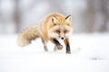 fox pouncing on prey under snow Royalty Free Stock Photo