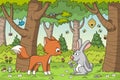 Fox And Rabbit In The Woods Royalty Free Stock Photo