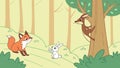 Fox and Rabbit Playing Hide and Seek in the Woods, Fun Time, vector design Generative AI Royalty Free Stock Photo