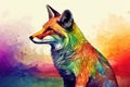 Fox rainbow head surreal. Generate Ai