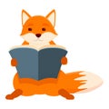 Fox read book icon, cartoon style Royalty Free Stock Photo